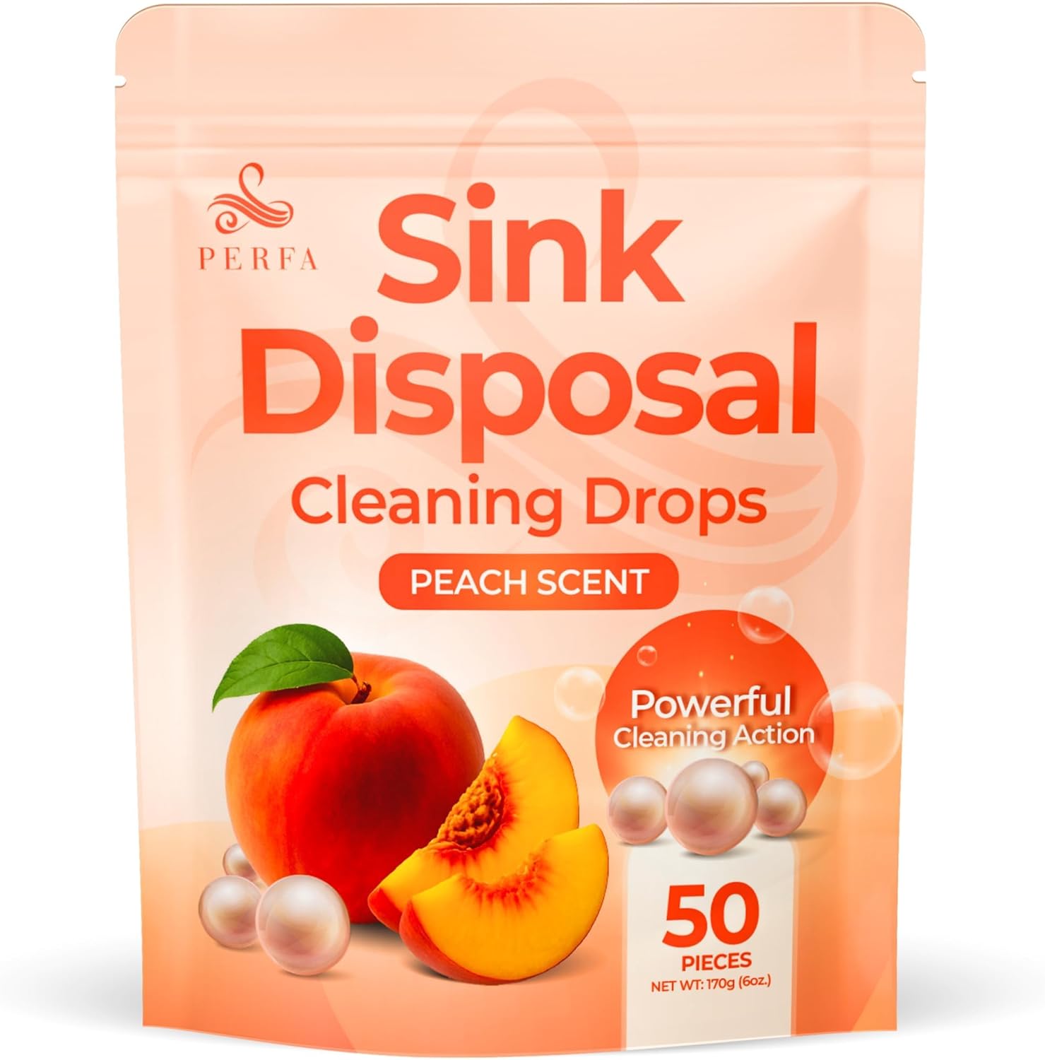 Sink Garbage Disposal Cleaner Peach Scent 50 Count